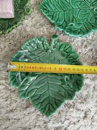 3 Cuencos Vintage Hoja Cerámica Verde
