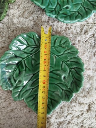 3 Cuencos Vintage Hoja Cerámica Verde