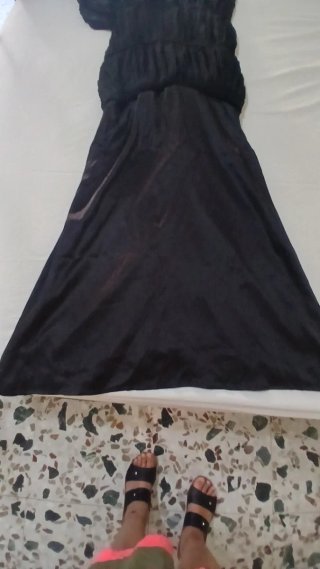 Vestito in seta pura vintage Y2K nero con paillett