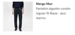 Pantalón chino Mango azul marino Talla 44. Regular