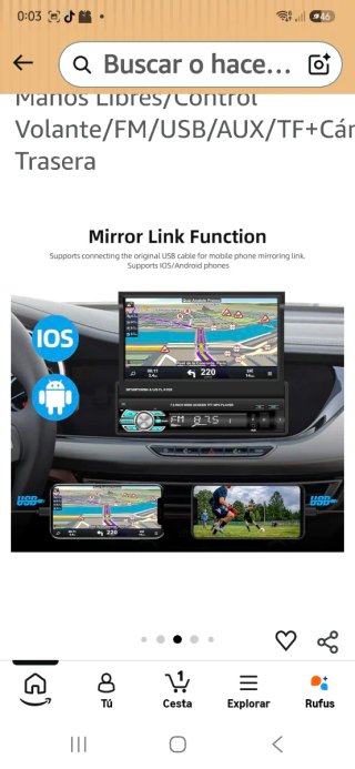 Radio Coche Pantalla Extraíble 7 MP5 1 din