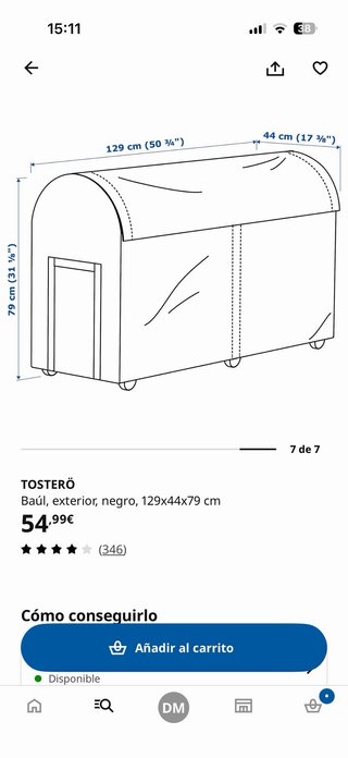 Baúl exterior TOSTERÖ Ikea negro