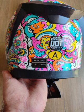 Casco integral moto talla S diseño colorido