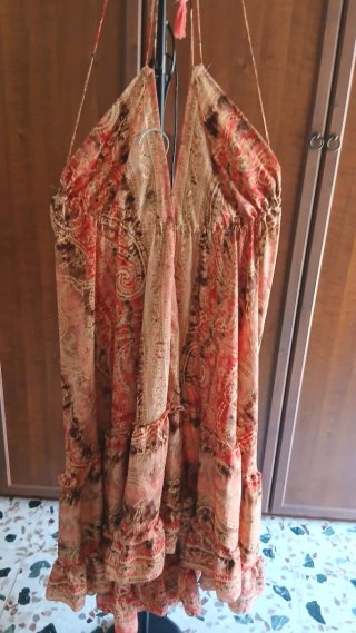 Vestito lungo fantasia arancione dorato