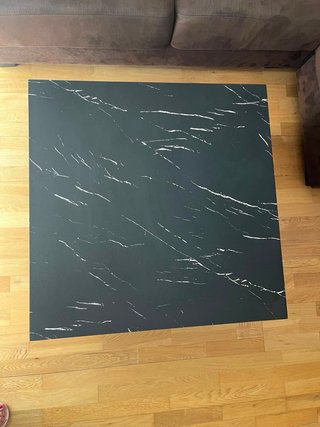Mesa de centro de madera, imitacion marmol