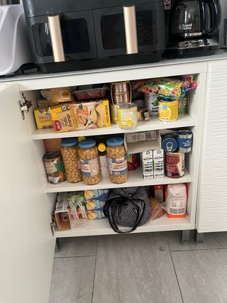Mobile ausiliario soggiorno/cucina grigio e bianco