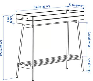 Mesa Auxiliar Pino/Negro 67cm