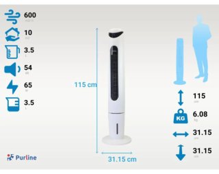 Climatizador Evaporativo 65W con Mando