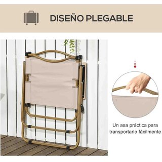 Set 2 Sillas Jardín Plegables Oxford Acero Caqui