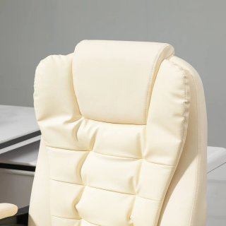 Silla de Oficina Ejecutiva Beige con Reposapiés