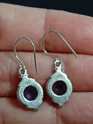 Pendientes Plata Ley Amatista Morada