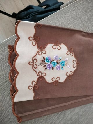 Tovaglia Lino Vintage Floreale Beige/Marrone
