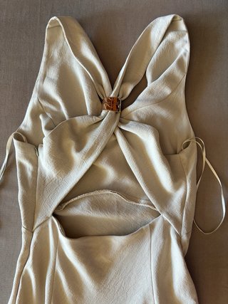 Vestido Zara largo verano fiesta beige crema S