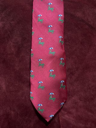 Corbata Lacoste Cocodrilo Paraguas Roja