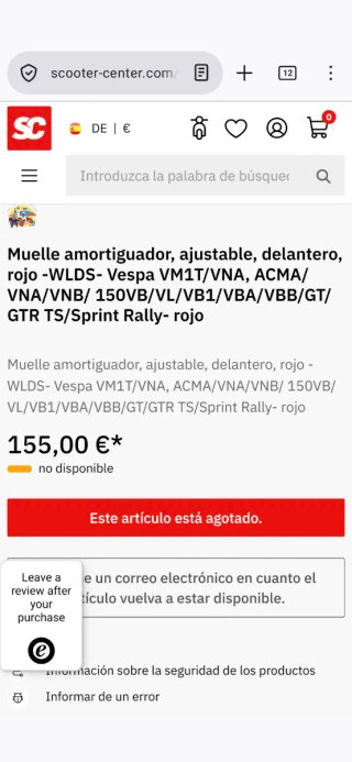 Amortiguador Vespa Rojo NUEVO
