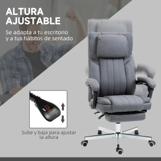 Silla Oficina Reclinable Giratoria Gris