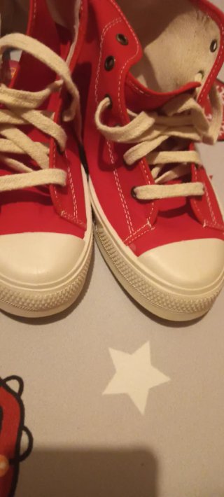 Zapatillas lona unisex rojas y blancas