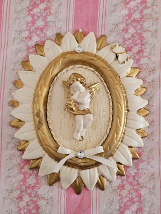 Quadretto Angioletto Oro e Bianco