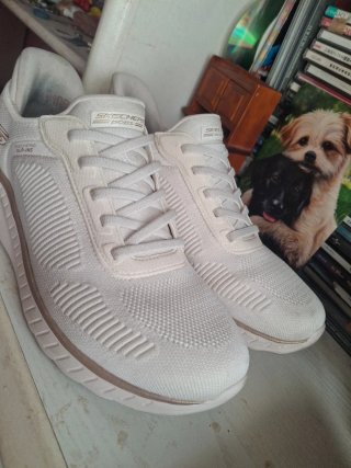 Zapatillas Skechers Mujer Talla 38 Blancas Doradas