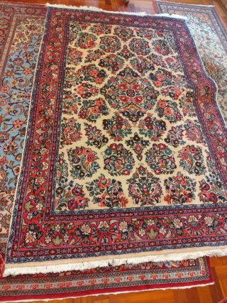 Tappeto Persiano Saruk Beige/Rosso