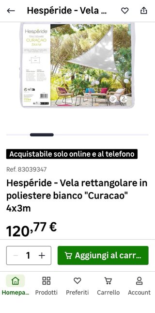 Telo ombreggiante Hesperide 3x4m