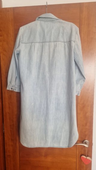 Vestido camisero Zara S azul claro