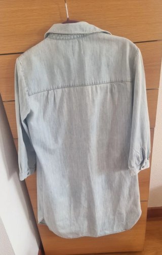 Vestido camisero Zara S azul claro