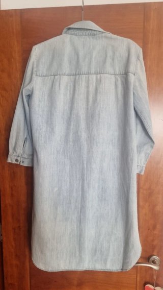 Vestido camisero Zara S azul claro