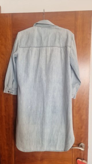 Vestido camisero Zara S azul claro