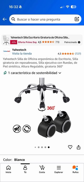 Silla de oficina gris Yaheetech