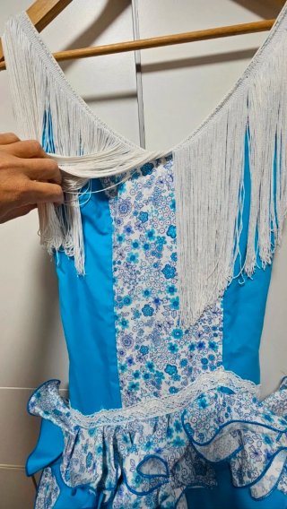 Traje Flamenca Corto Artesanía Romero Azul