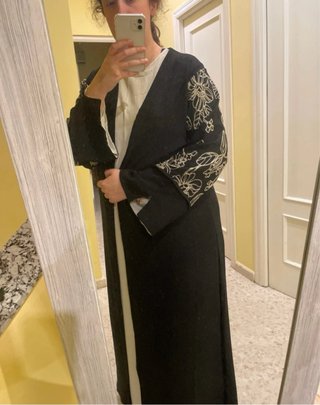 Conjunto kimono con diseño+ abaya tirantes
