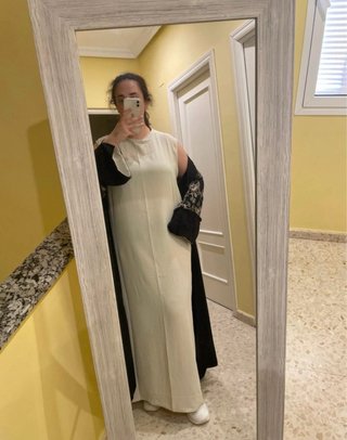 Conjunto kimono con diseño+ abaya tirantes
