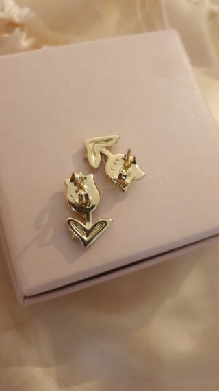 Pendientes Tulipán Oro 18k Azul