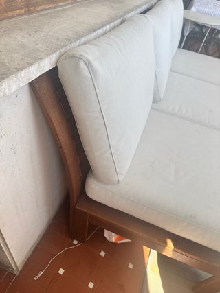 Sofá de terraza madera y tela