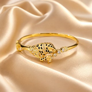Pulsera Rígida Leopardo Oro 18k COR-TRA2473