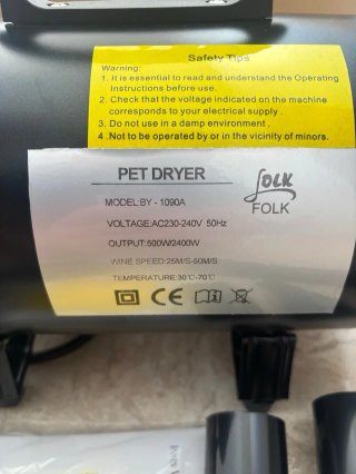 Secador Canino Profesional 2400W 2 Velocidades