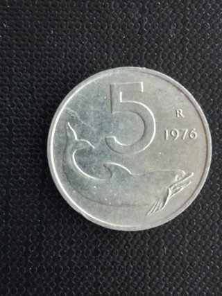 Moneta 5 Lire Delfino Repubblica Italiana