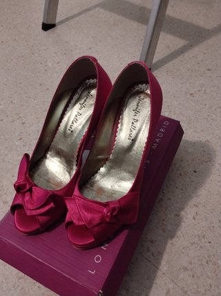 Zapatos tacón ceremonia rosa fucsia talla 35