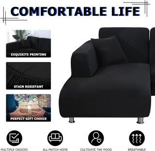 Fodera per divano chaise longue reversibile nera