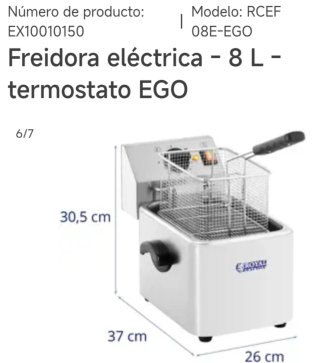 Freidora eléctrica 8L termostato EGO