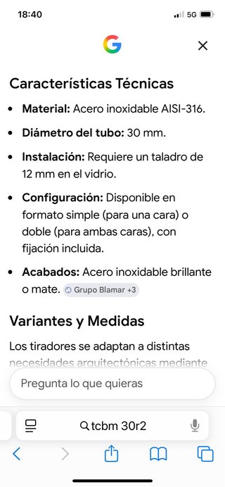 Tirador doble para puerta cristal 10mm