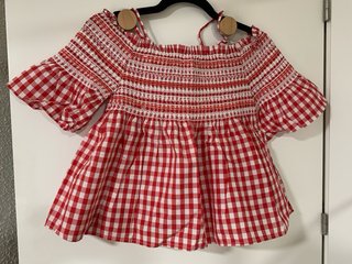 Blusa El Corte Inglés cuadros rojo y blanco