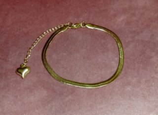 Pulsera Acero Inoxidable Corazón Dorada