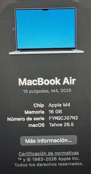 MacBook Air 15 M4 16GB RAM 512GB Azul Cielo
