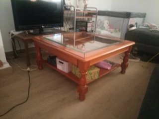 Mesa de centro madera y cristal