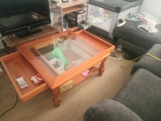 Mesa de centro madera y cristal