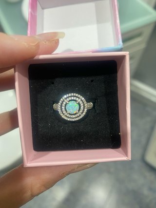 Anillo Plata 925 circonita y Ópalo Multicolor