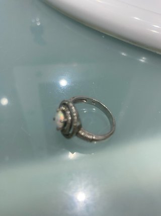 Anillo Plata 925 circonita y Ópalo Multicolor