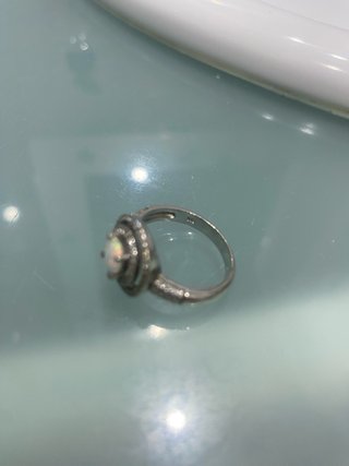 Anillo Plata 925 circonita y Ópalo Multicolor